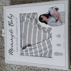 Robe & matching baby swaddle w/hat